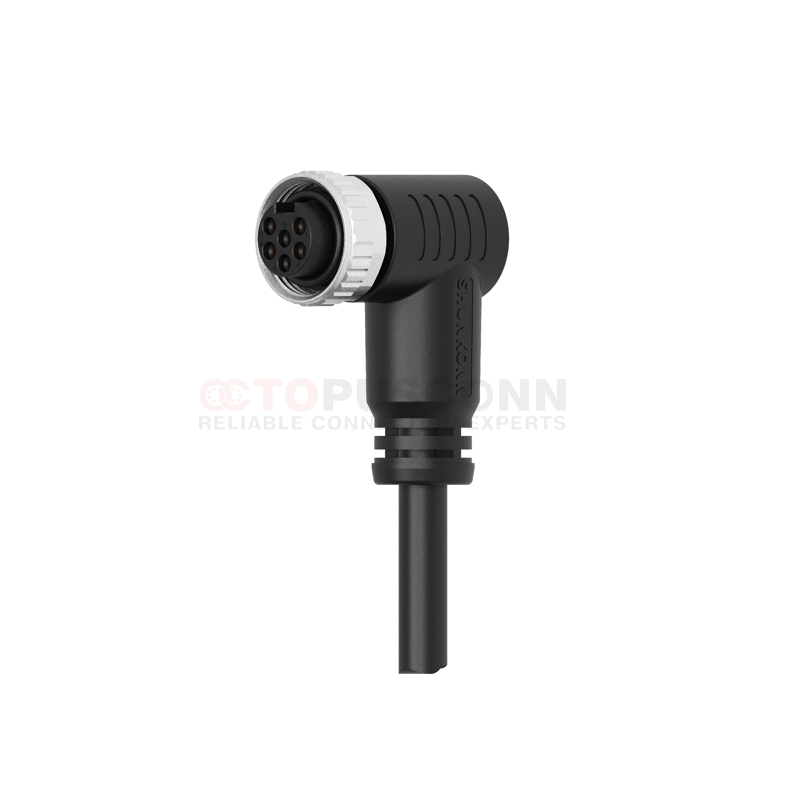 7/8  Circular Connector Cable 90-Degree Right-Angle Rubber Overmolded 4-PIN Female Wire-Soldered