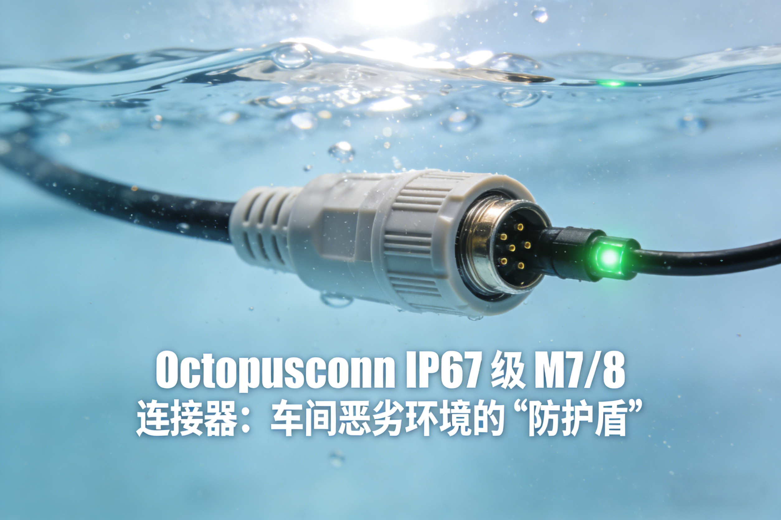 Octopusconn IP67级M7/8圆形连接器防水测试 浸水状态下信号正常