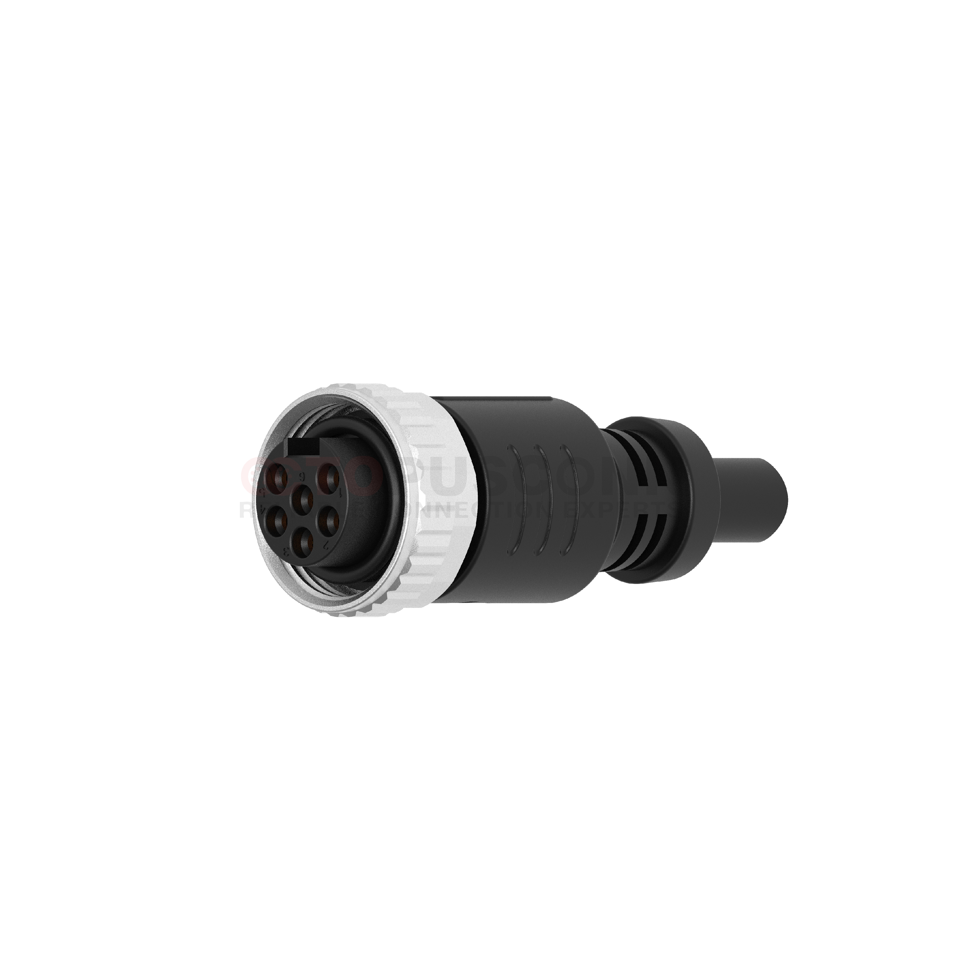 Female end of SK78 7/8 connecting wire, 180° upright overmolded type, 3 - 6 PIN, wire - soldering type