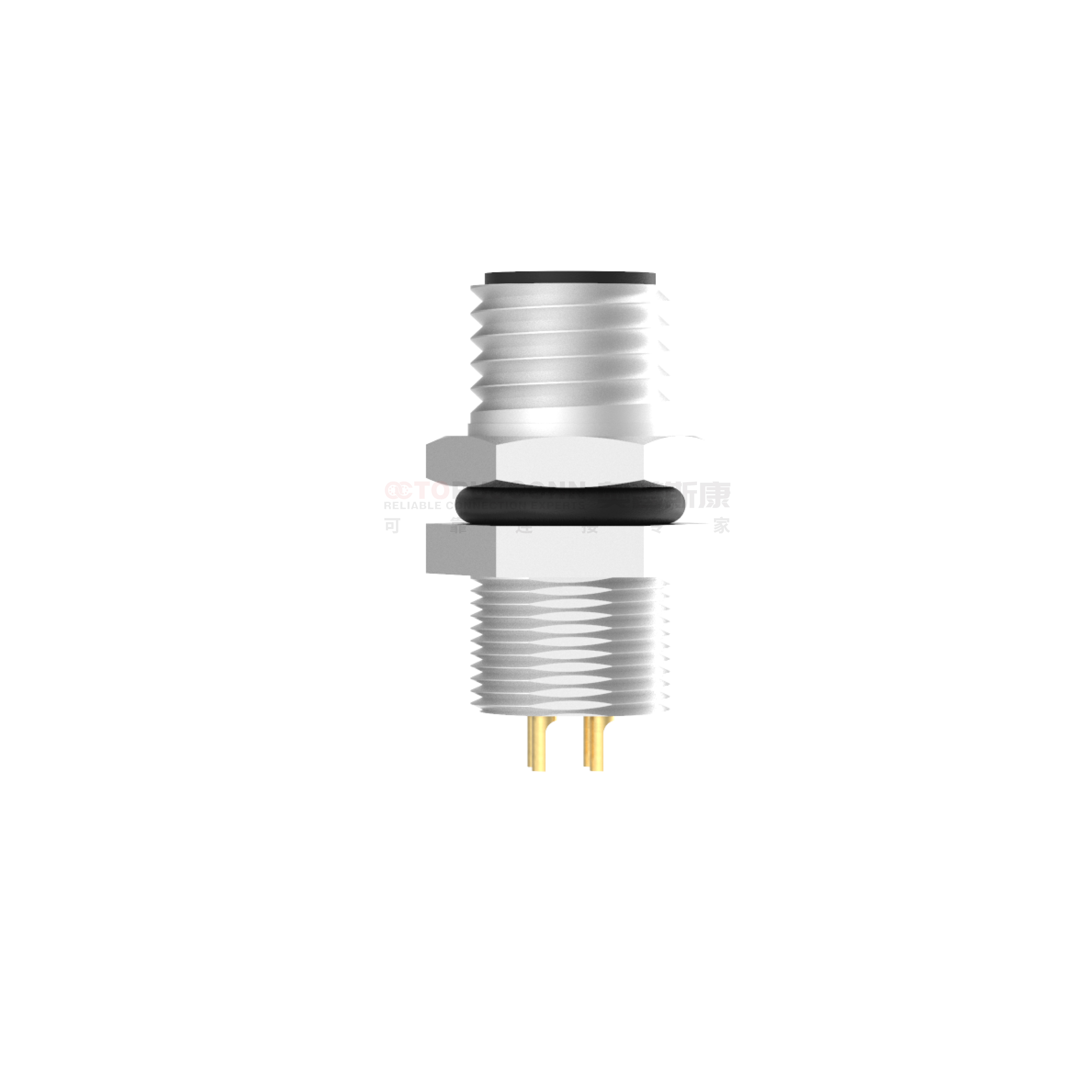 M8 D-Coded Connector Front Panel Mount 4-Pin Male Solder Type - OCTOPUSCONN
