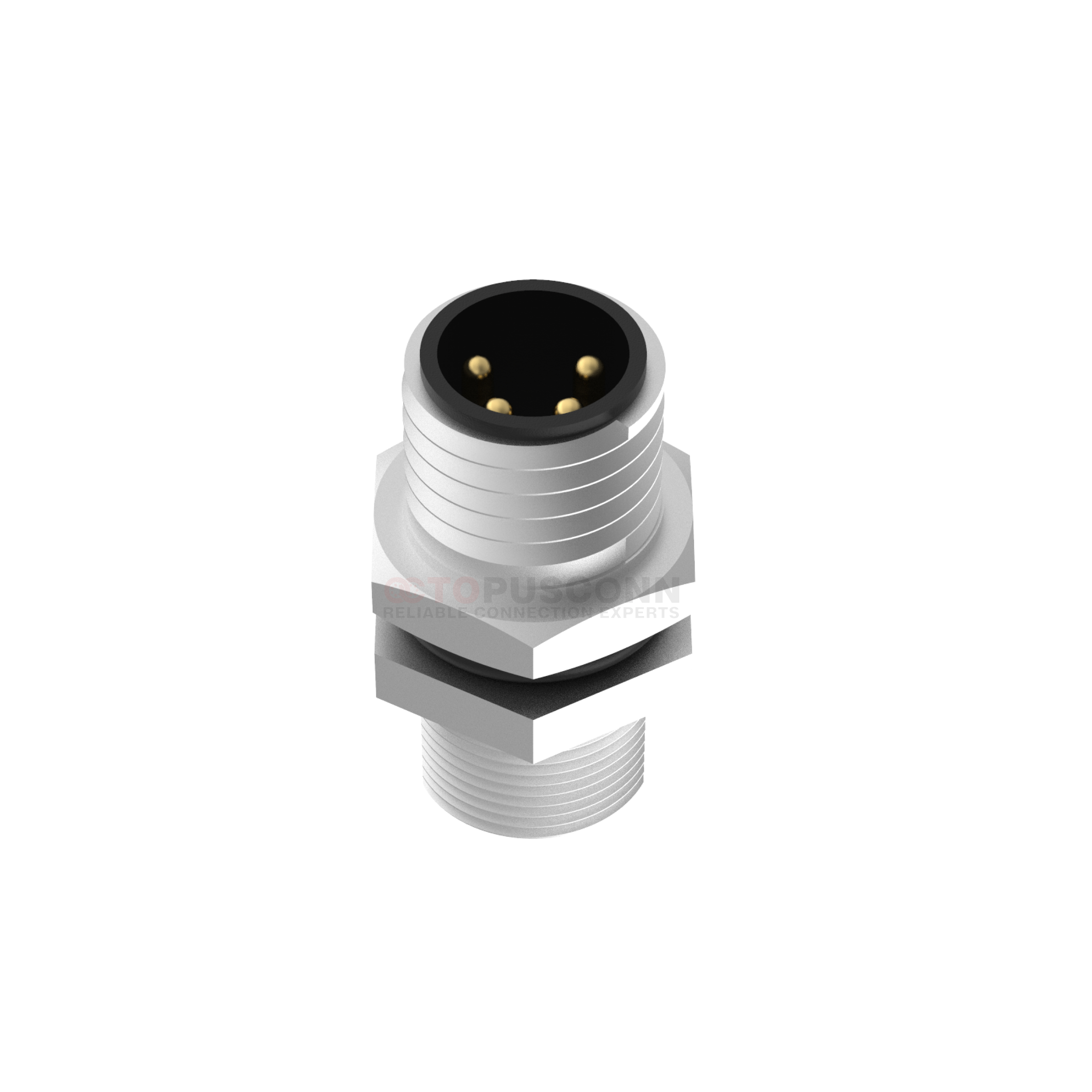 Male M8 circular connector, panel - type, front - of - panel mounting ...