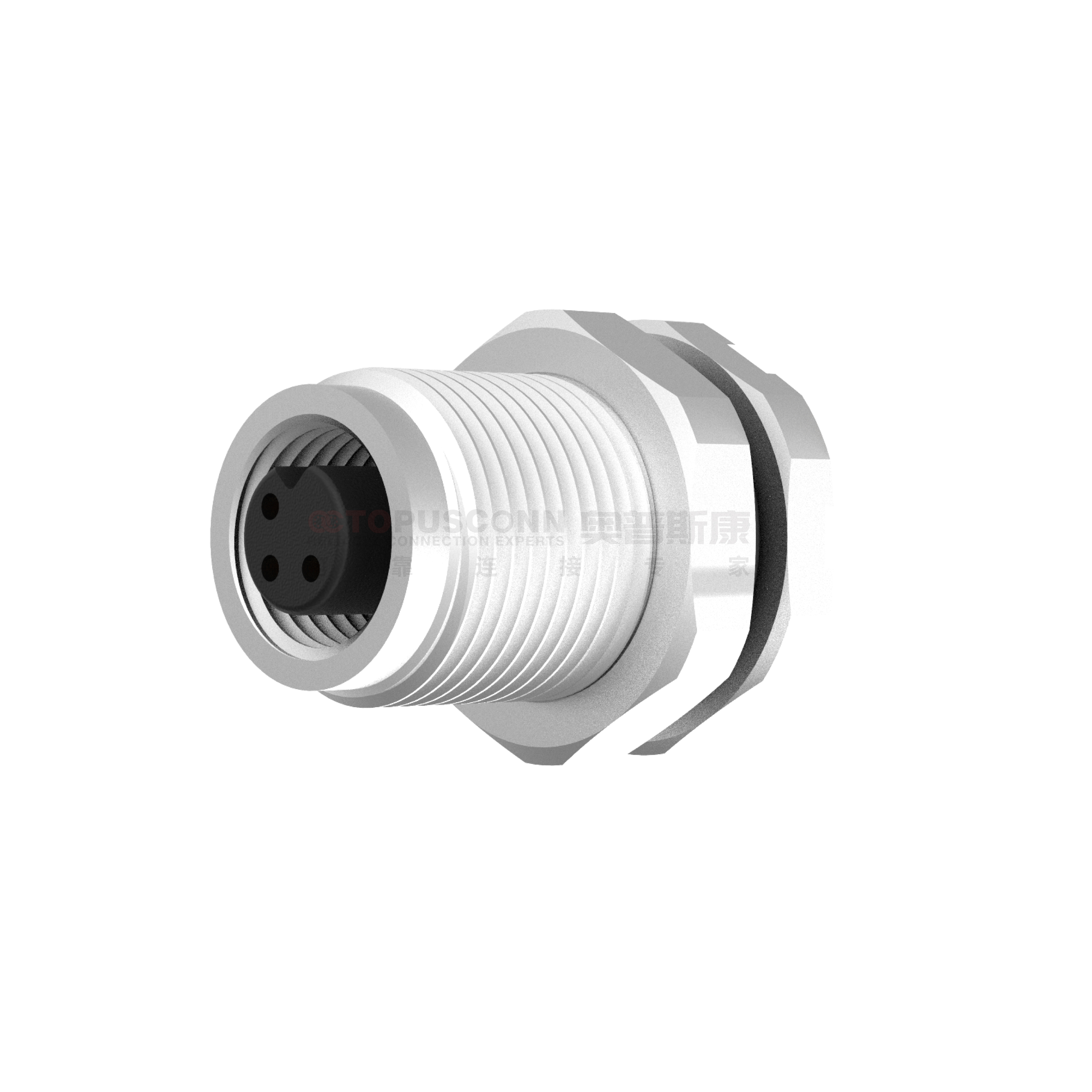 M5系列A编码连接器板后安装3-4PIN母头焊接式