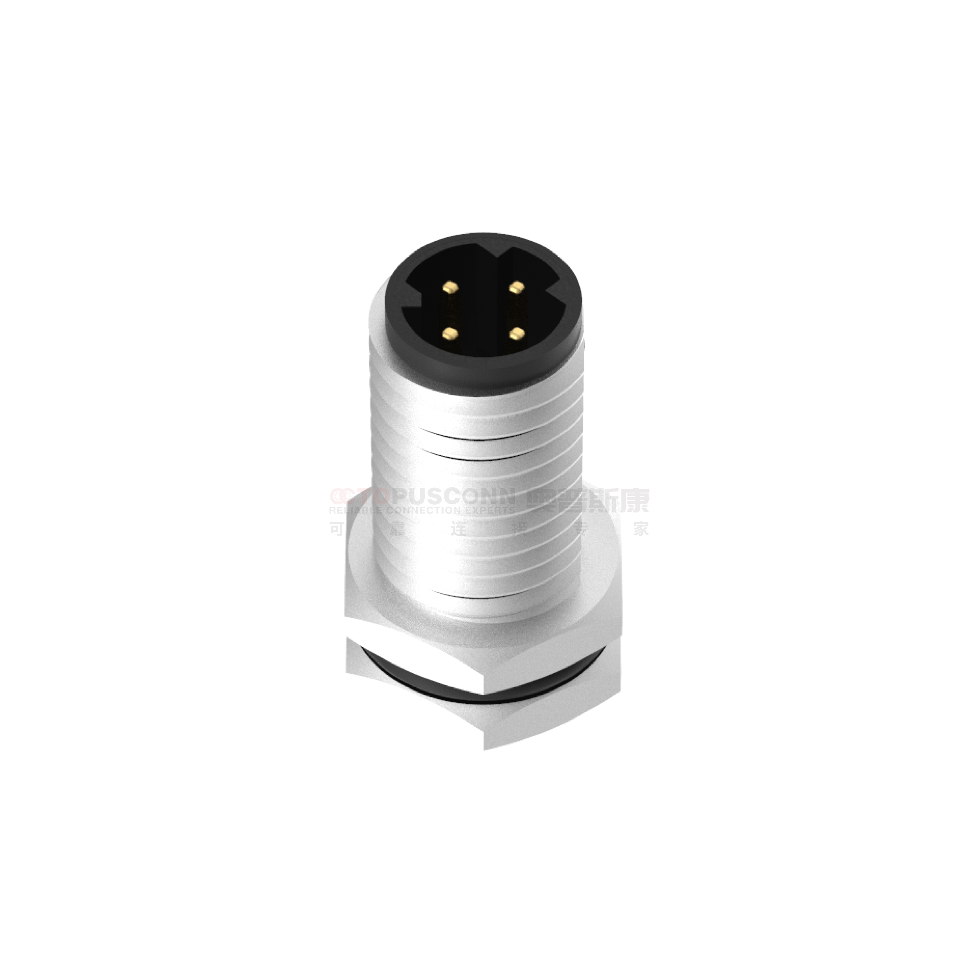 M8 D-Coded Connector Rear Panel Mount 4-Pin Male Solder Type - OCTOPUSCONN