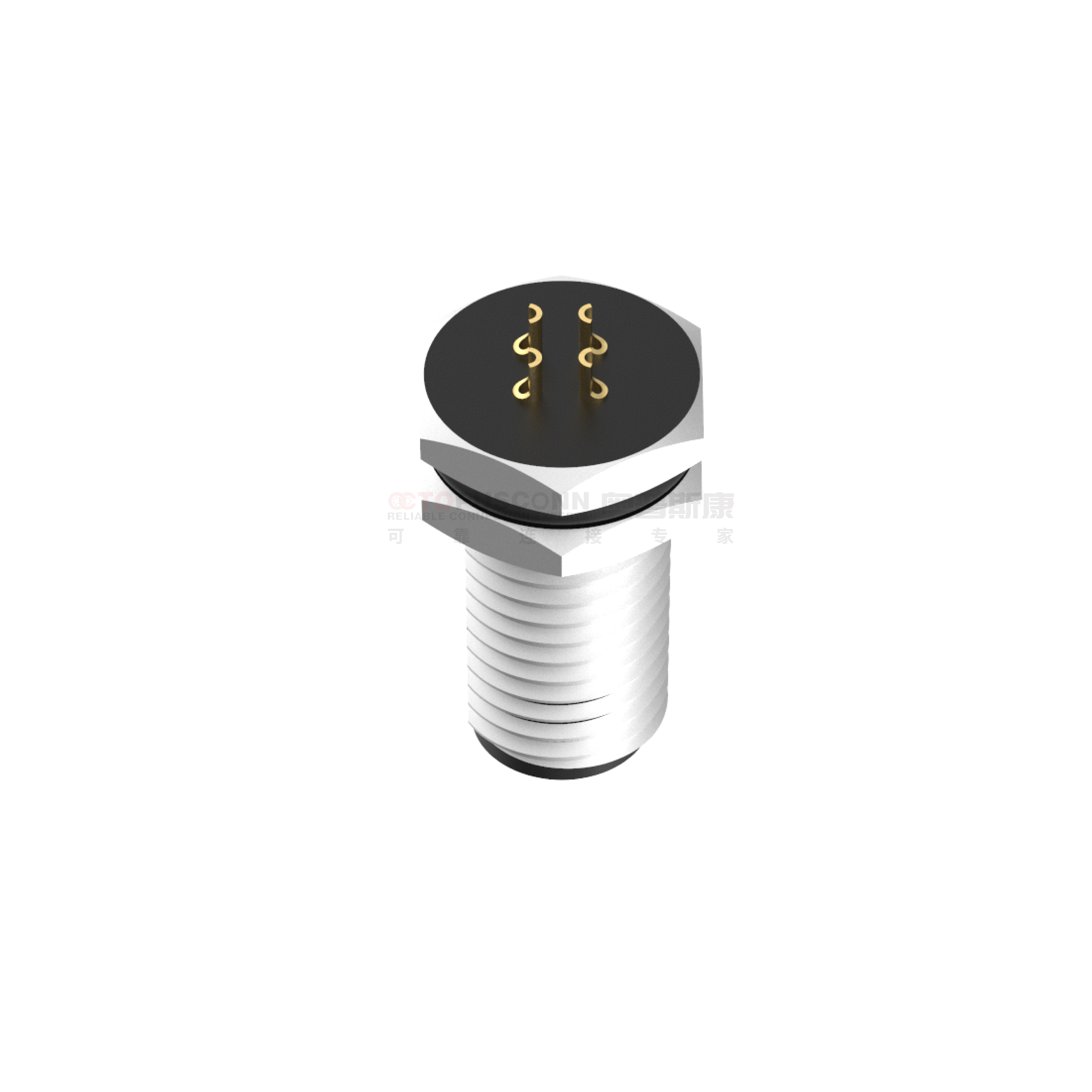 M8 D-Coded Connector Rear Panel Mount 4-Pin Male Solder Type - OCTOPUSCONN