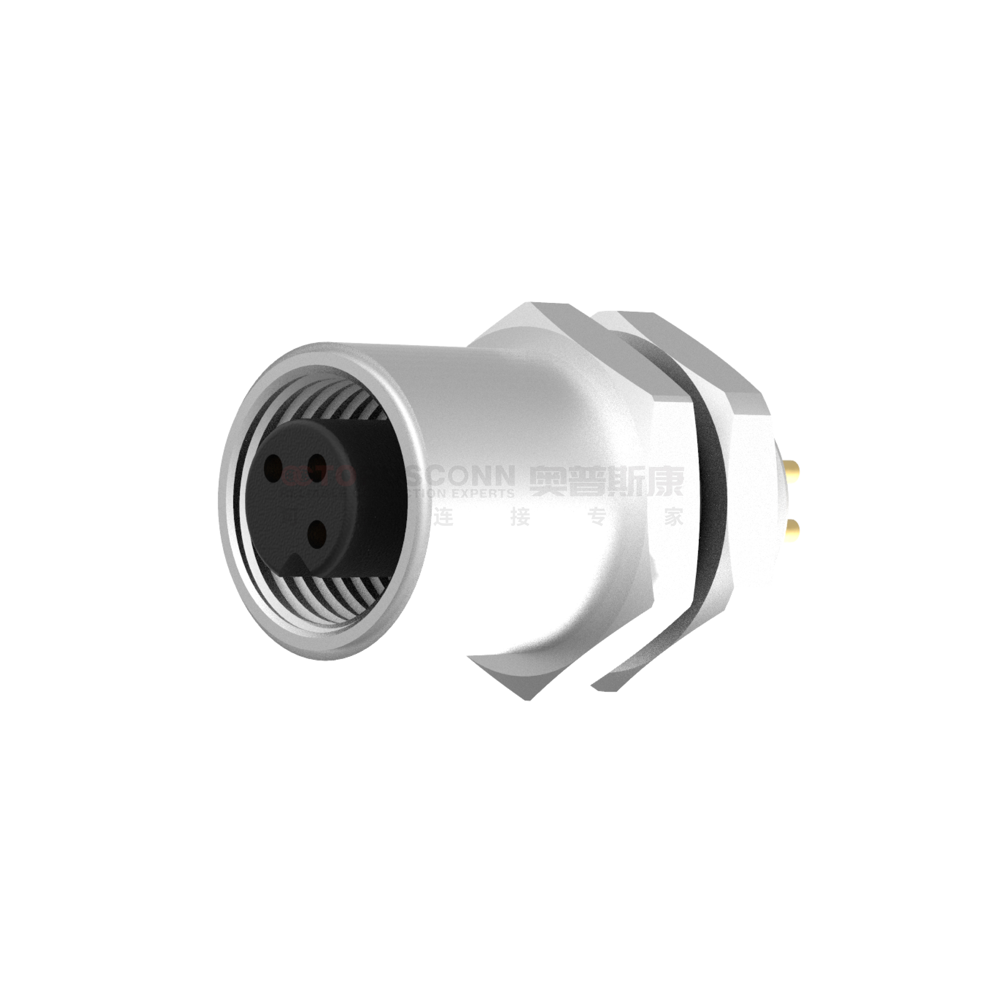 M5系列A编码连接器板前安装3-4PIN母头插板式