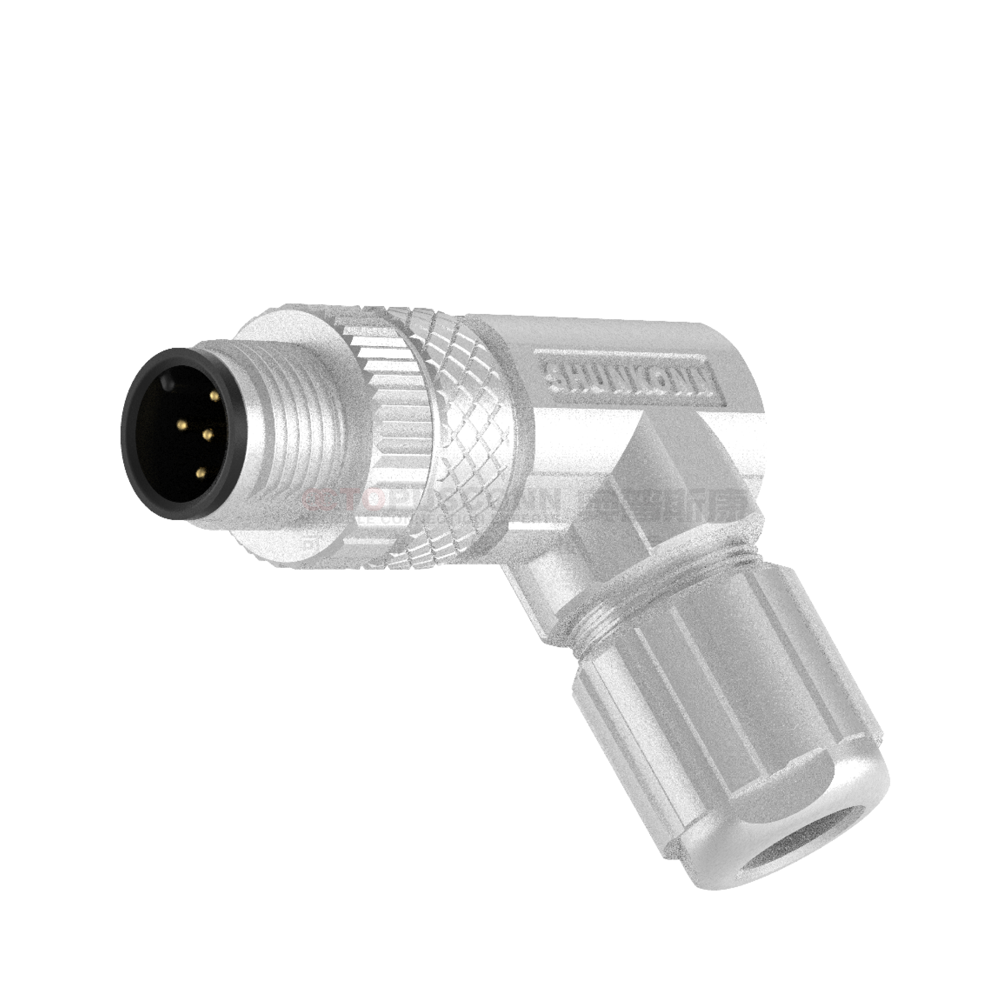 M12系列A编码连接器弯式金属组装 2-17PIN公头焊线式PG9