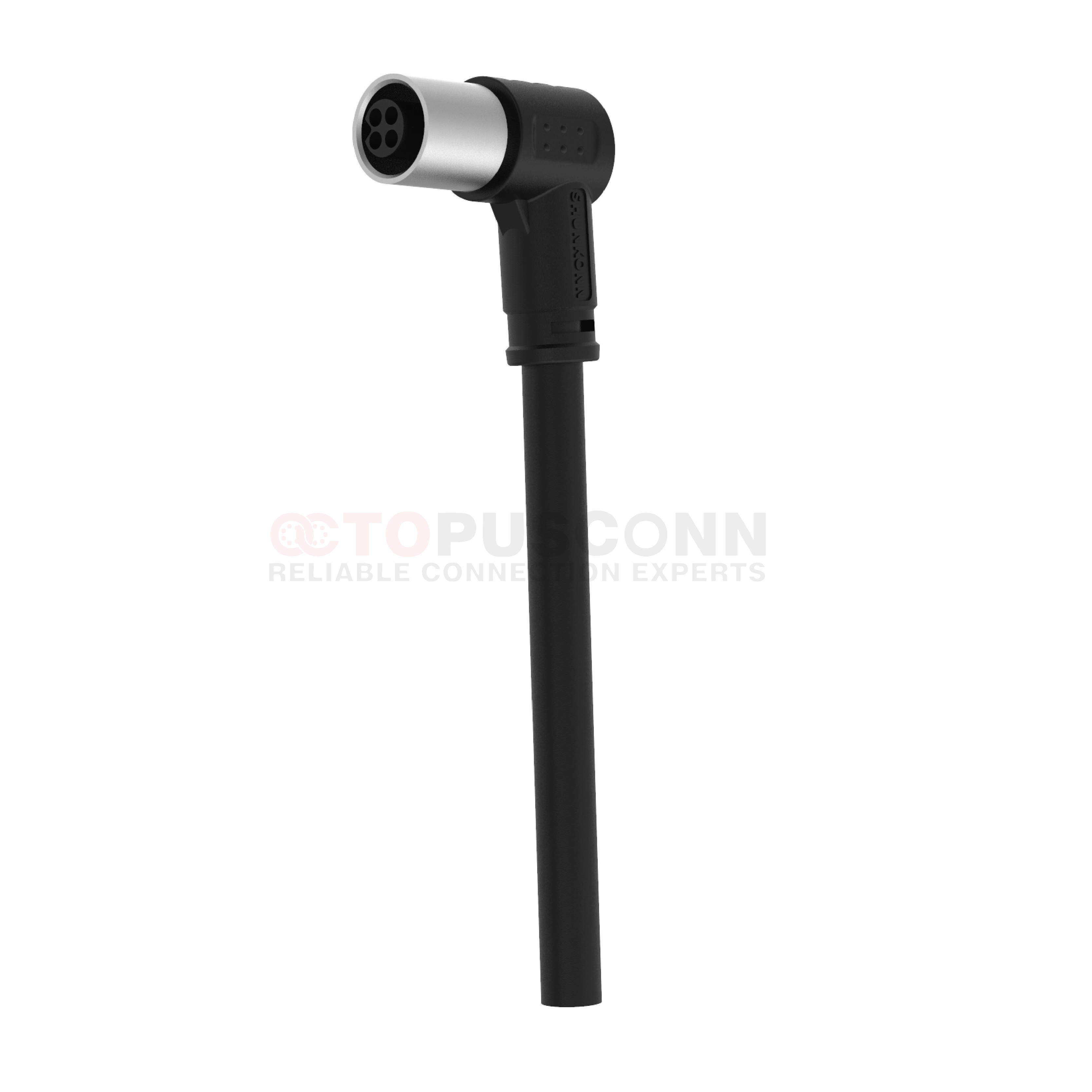 M5 A Coding Connection Line Right-Angle Rubber-Coated Molded 3-4PIN Female Connector For Wire Bonding