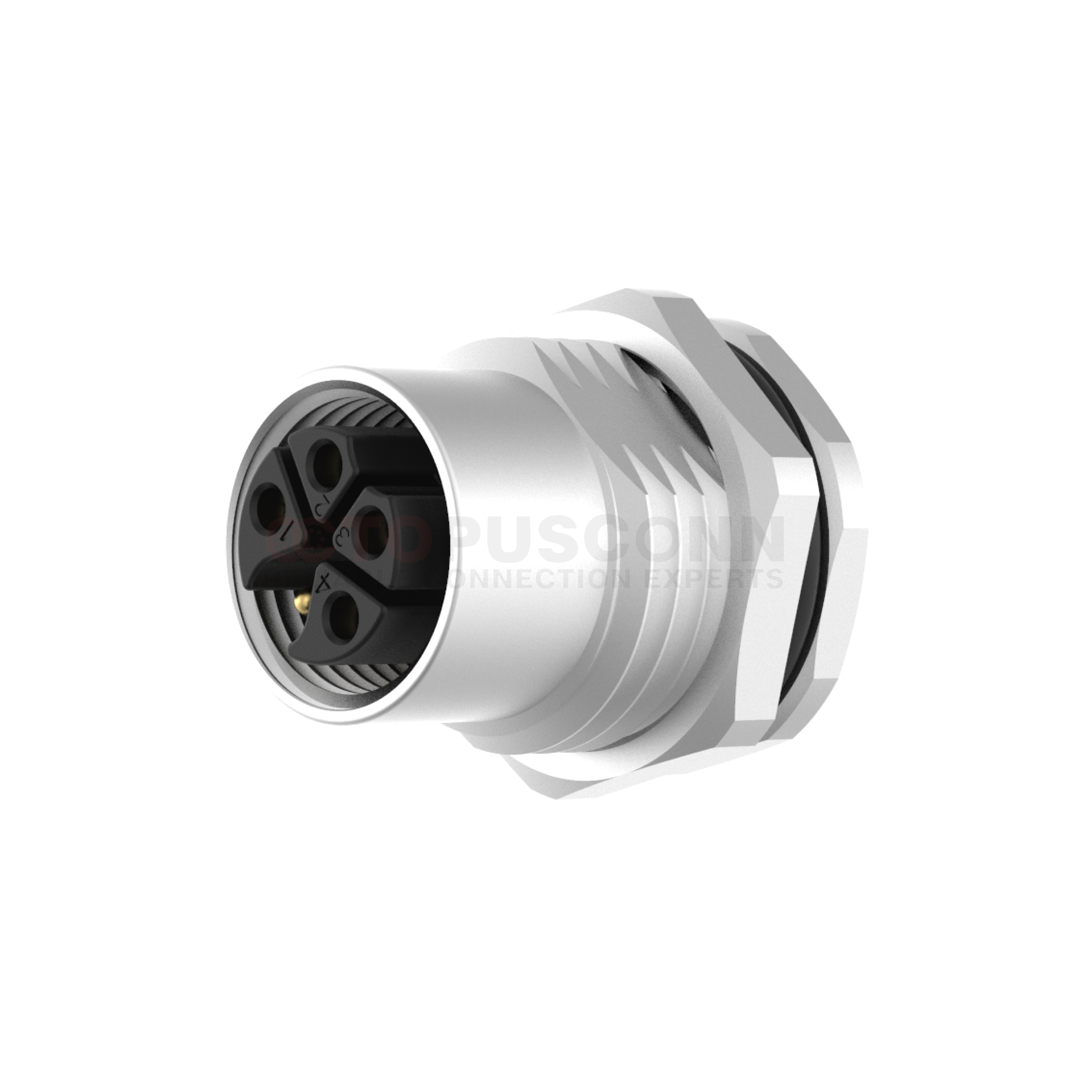 M12  K-Code Connector Rear Panel Mount 3-5 PIN Female PCB Mount Type M16*1 