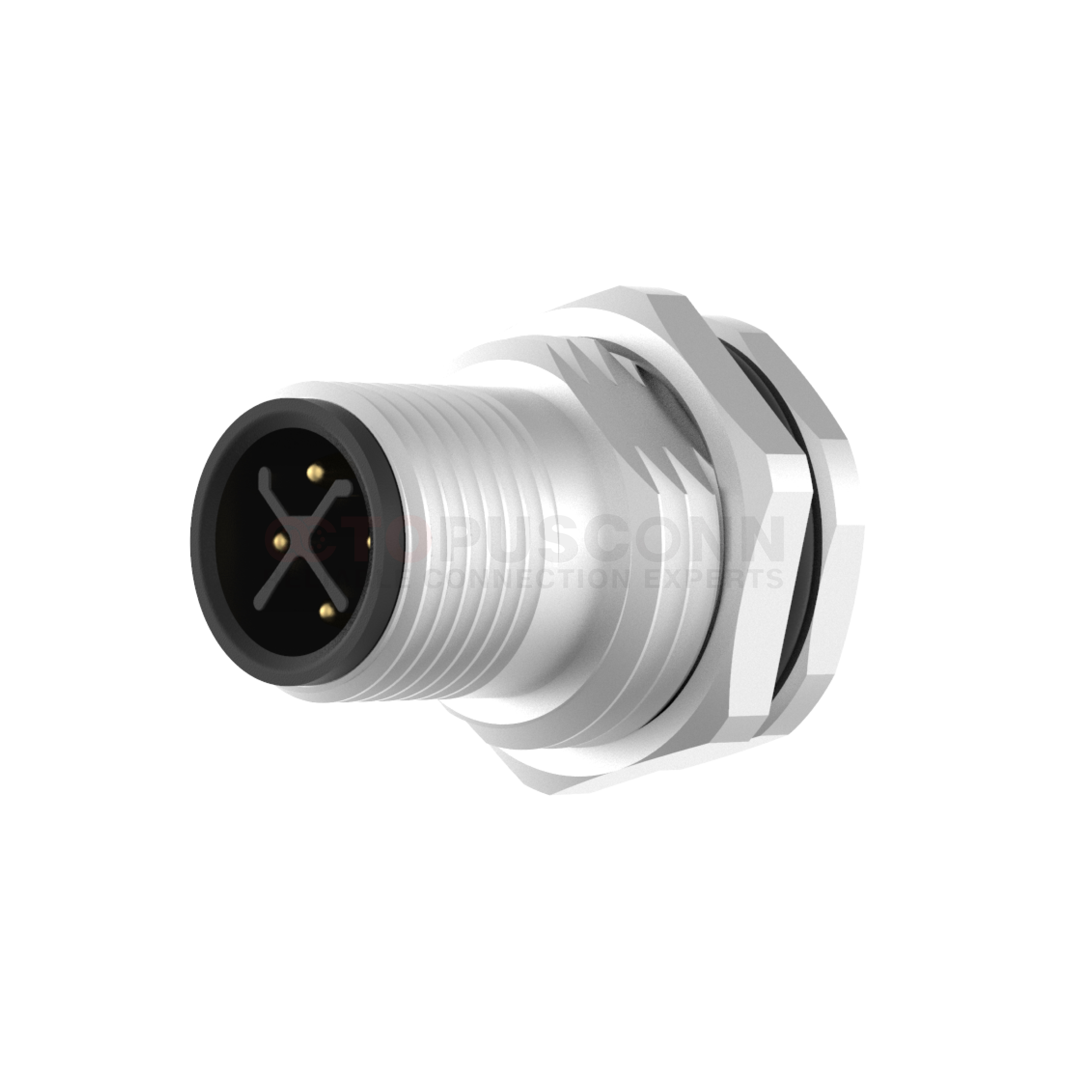 M12  S-Code Connector Rear Panel Mount 3-4 PIN Male Soldered Type M16*1 