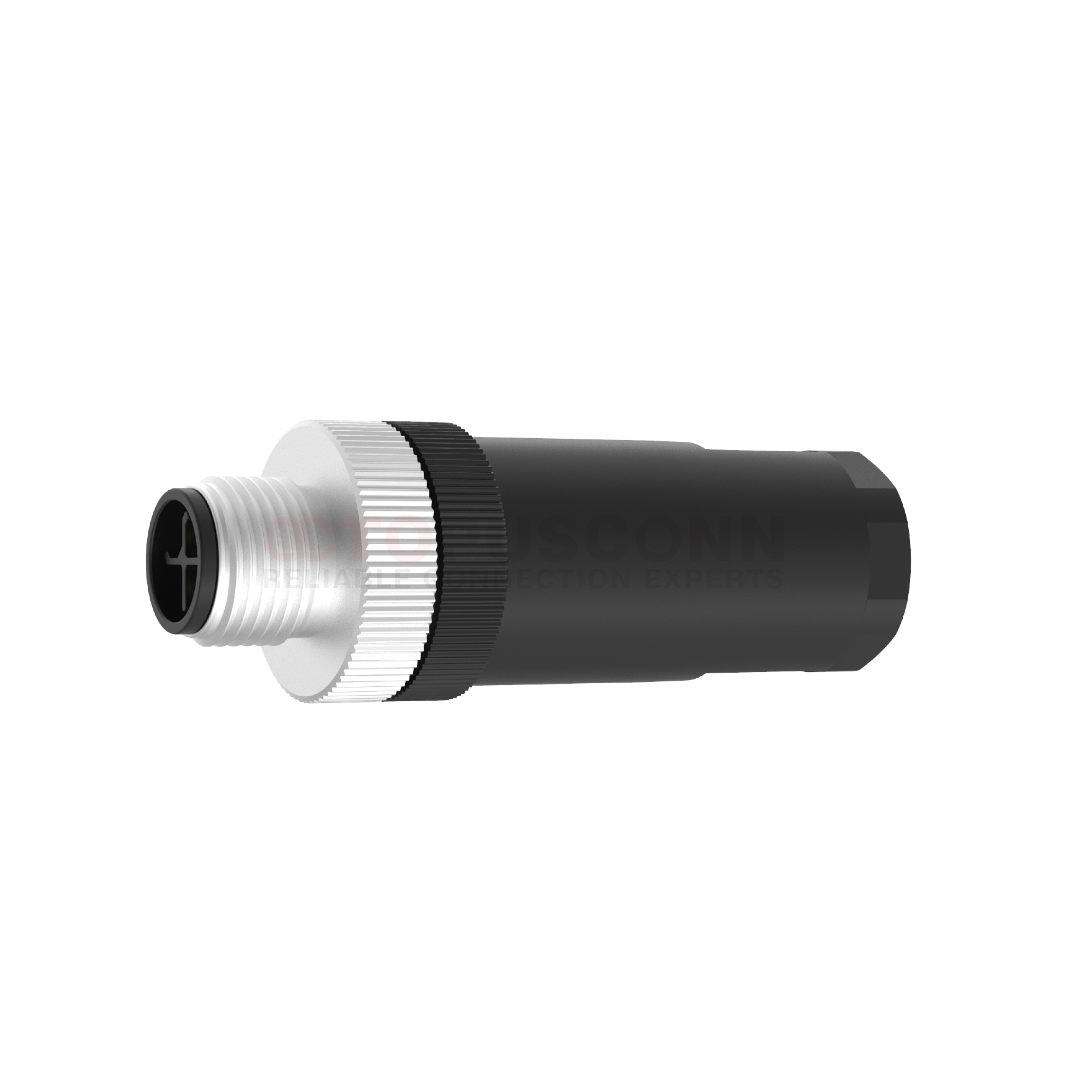 M12  S-Code Connector Straight Type Metal-Plastic Assembled 4 PIN Male Screw Mount Type