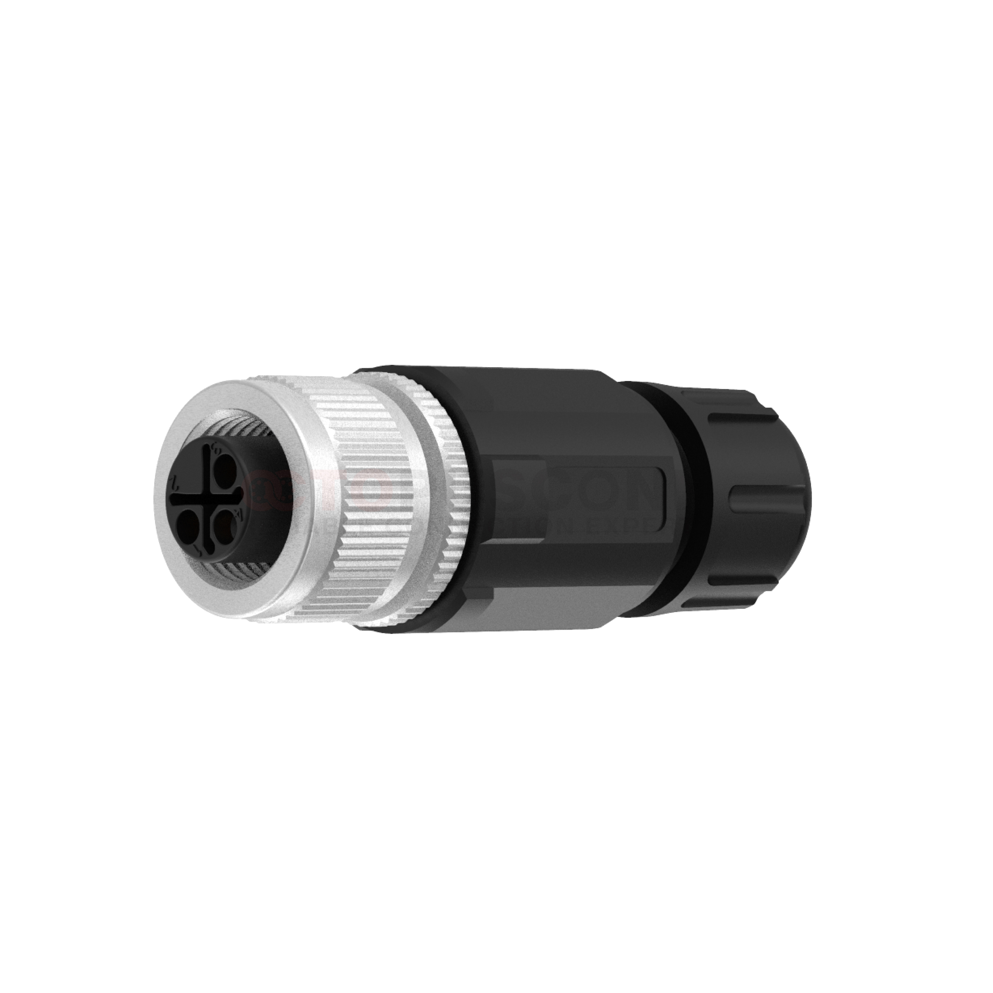 M12 S Coded Connectors Straight Plastic Assembled 3/3+PE Famale Solder ...