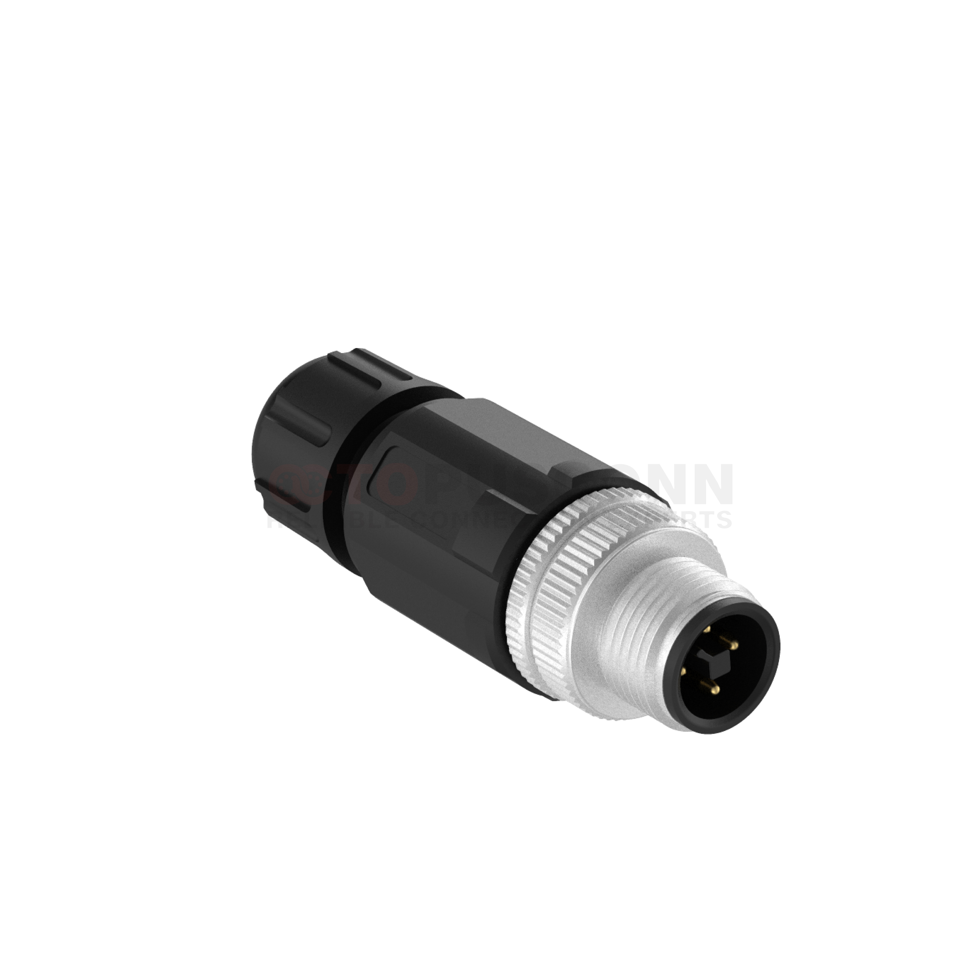 M12 T Coded Connectors Straight Plastic Assembled 4PIN Male Solder Type ...