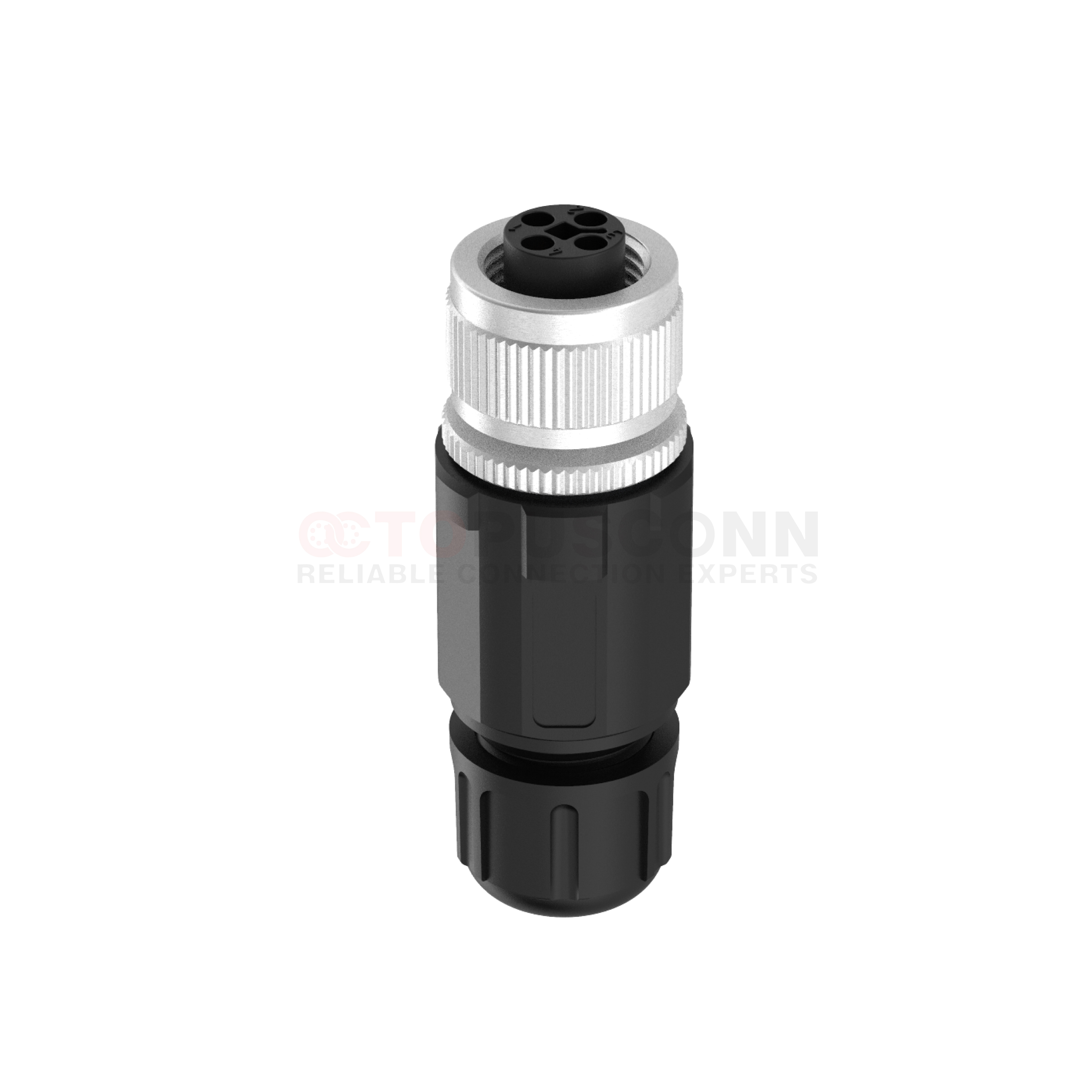 M12 T Coded Connectors Straight Plastic Assembled 4PIN Female Solder ...