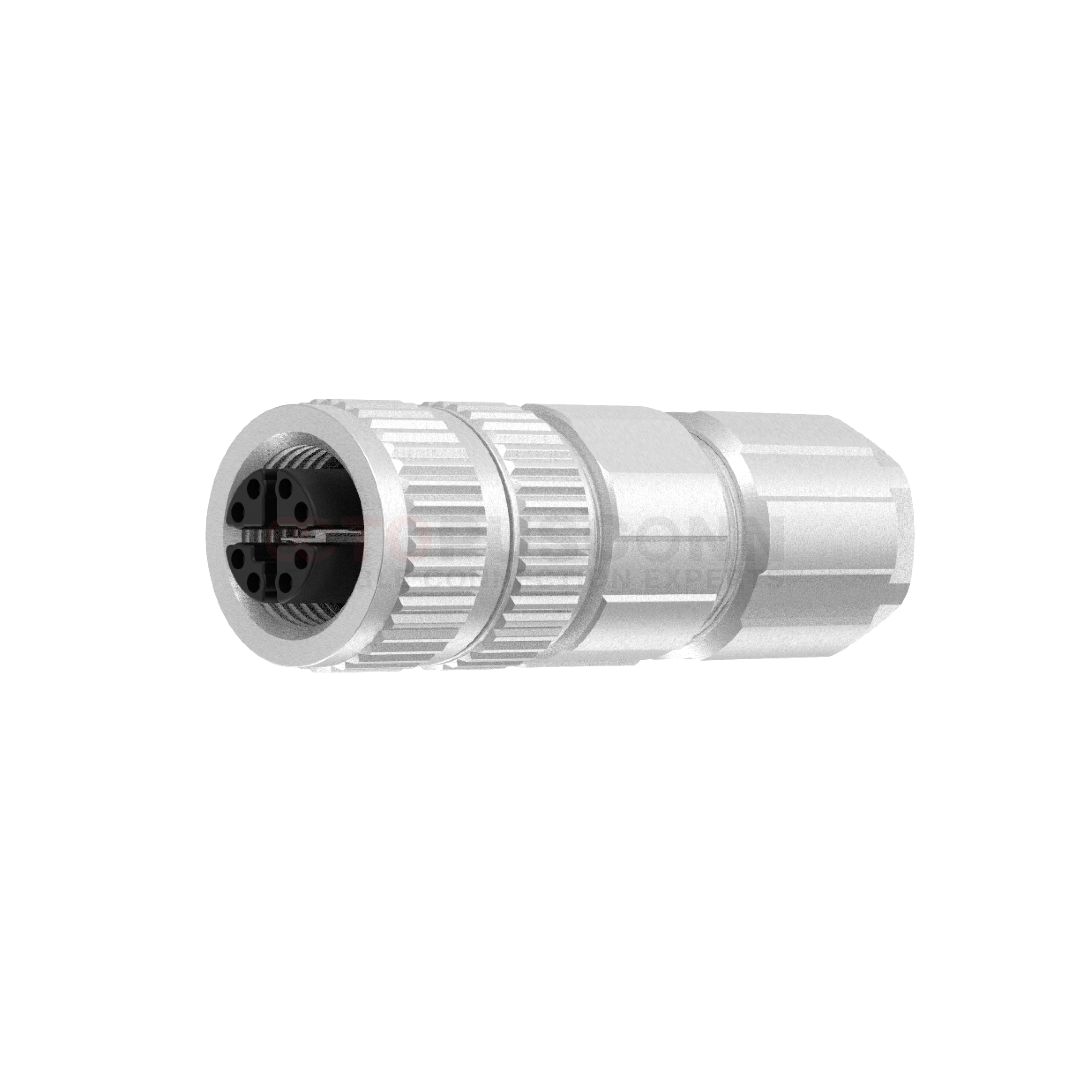 M12  X-Code Connector Assembled Type Straight 180° Female Socket Metal Body with Shielding