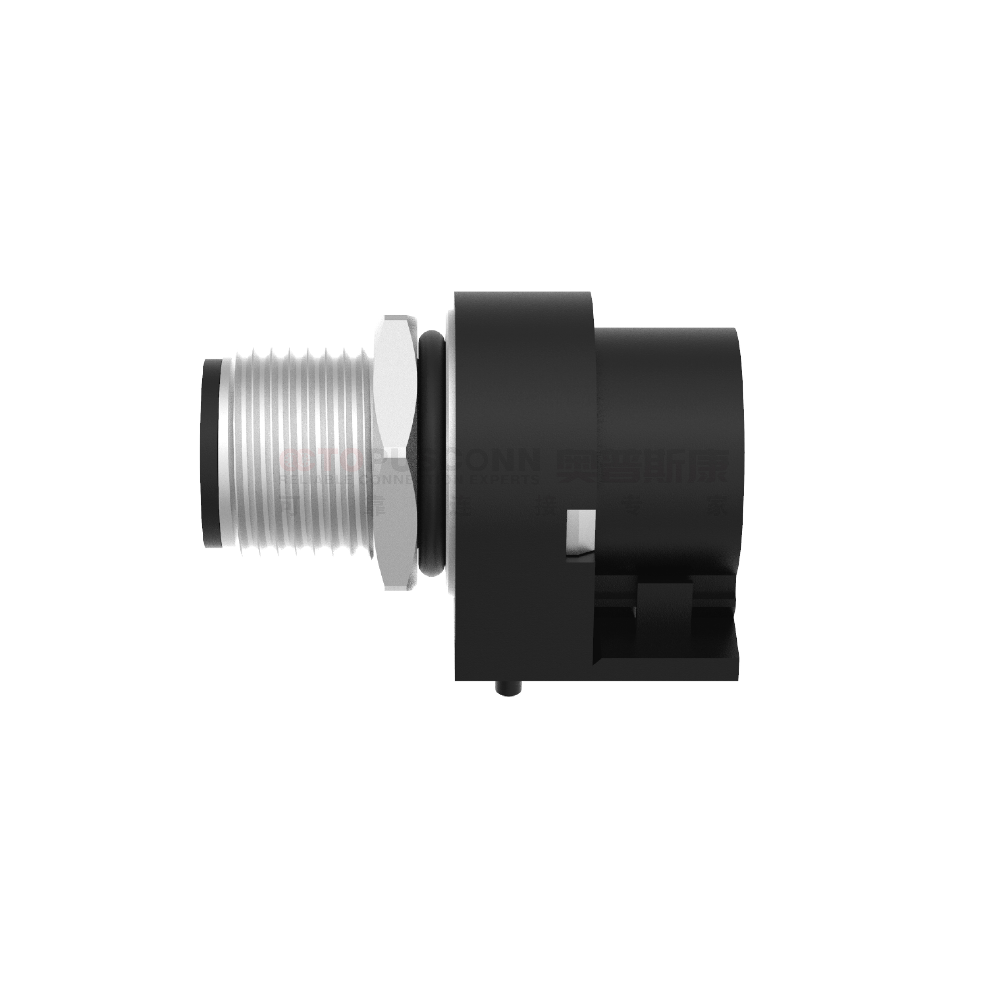 M12系列A编码连接器板后安装5PIN公头插板式M15*1 带屏蔽