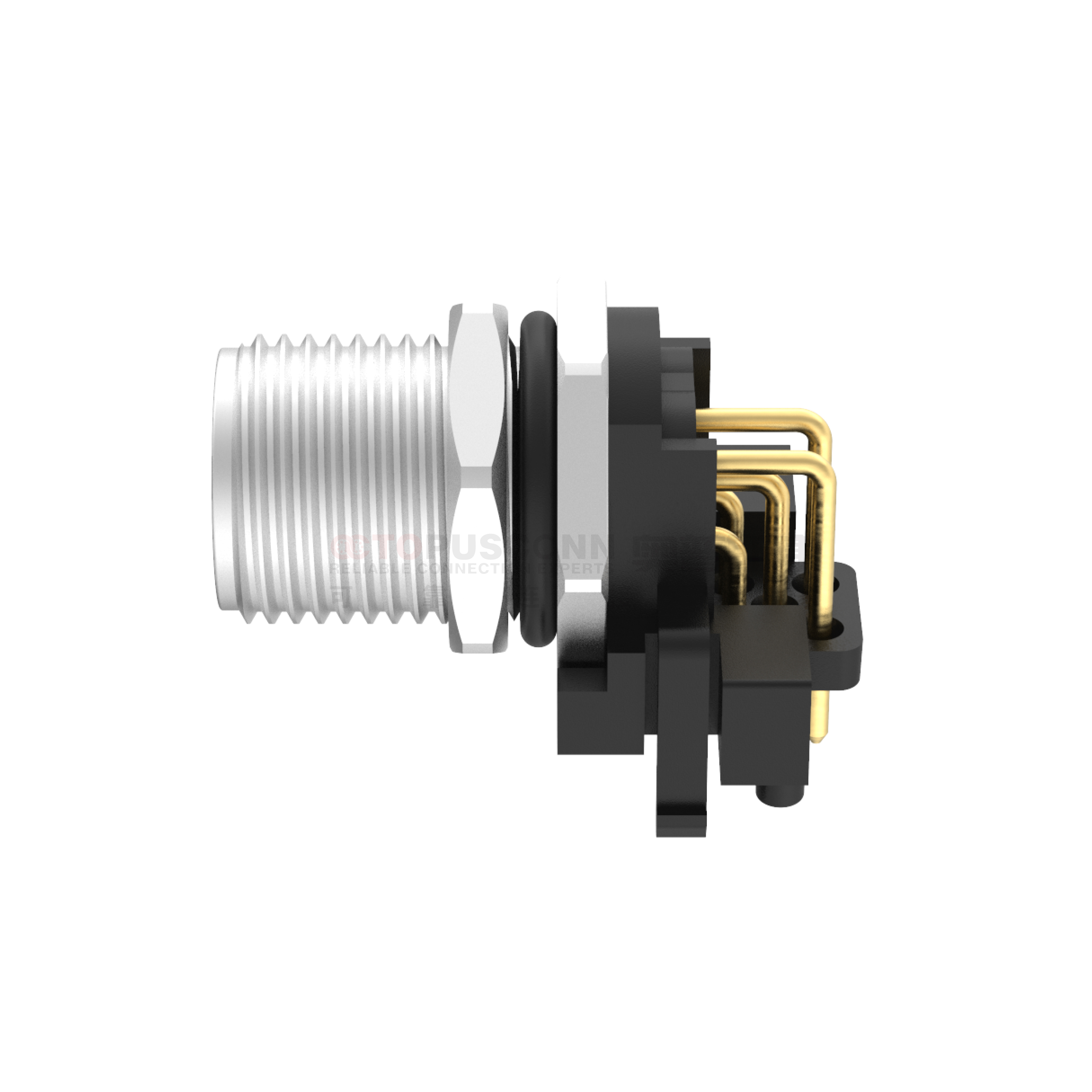 M12系列A编码连接器板后安装5PIN公头插板式M12*1 带屏蔽