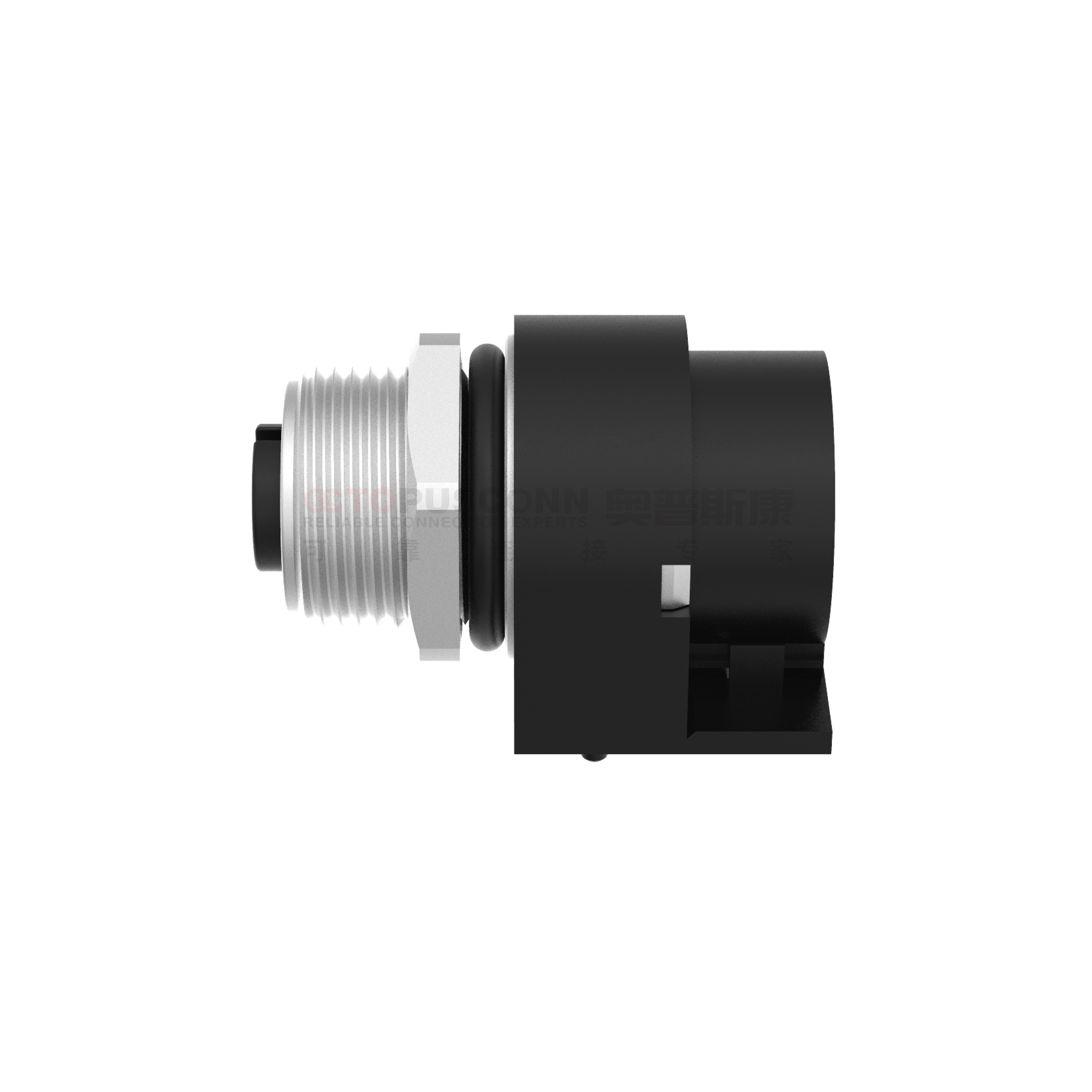 M12系列A编码连接器板后安装5PIN母头插板式M15*1 带屏蔽