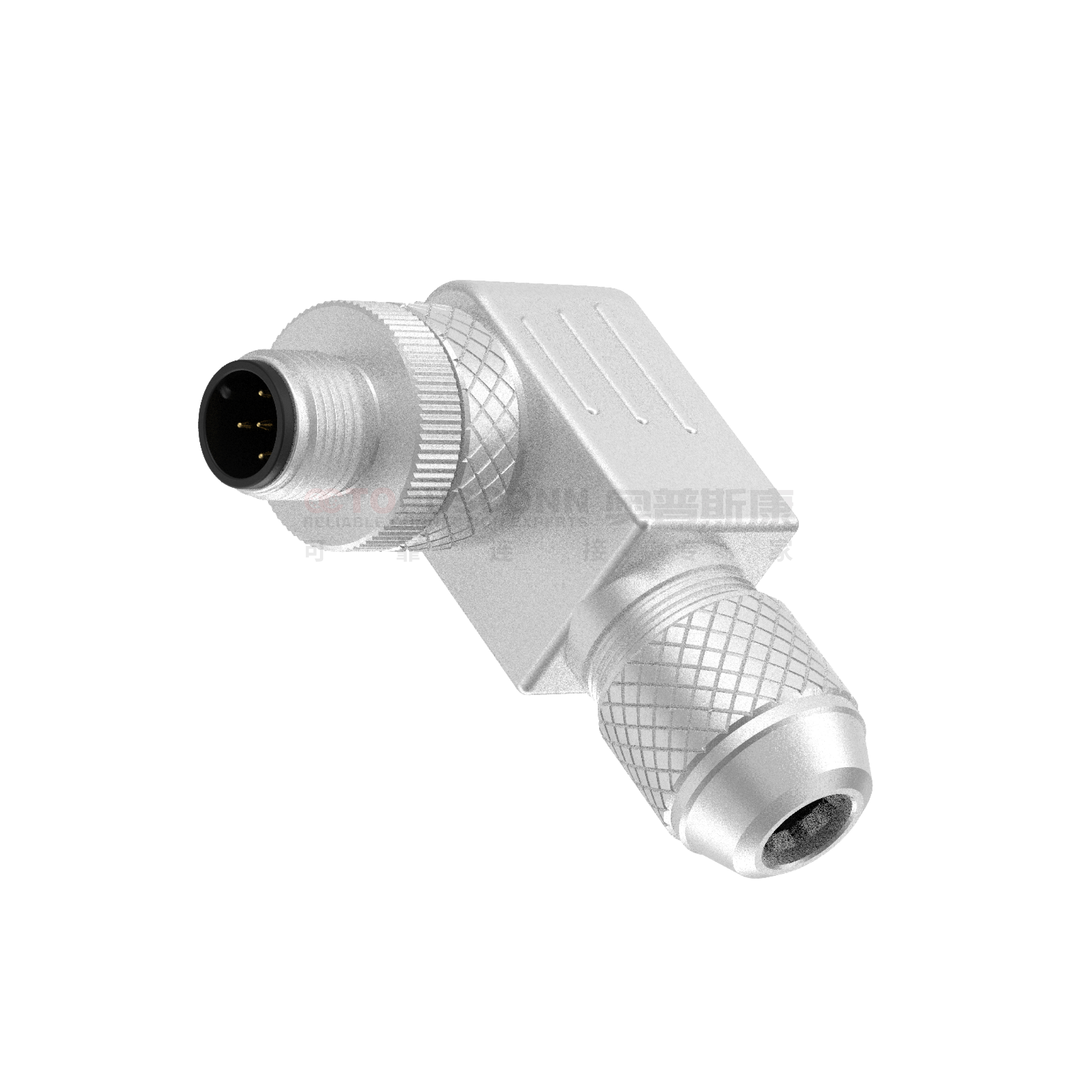 M12系列A编码连接器弯式金属组装2-8PIN公头螺钉式PG9