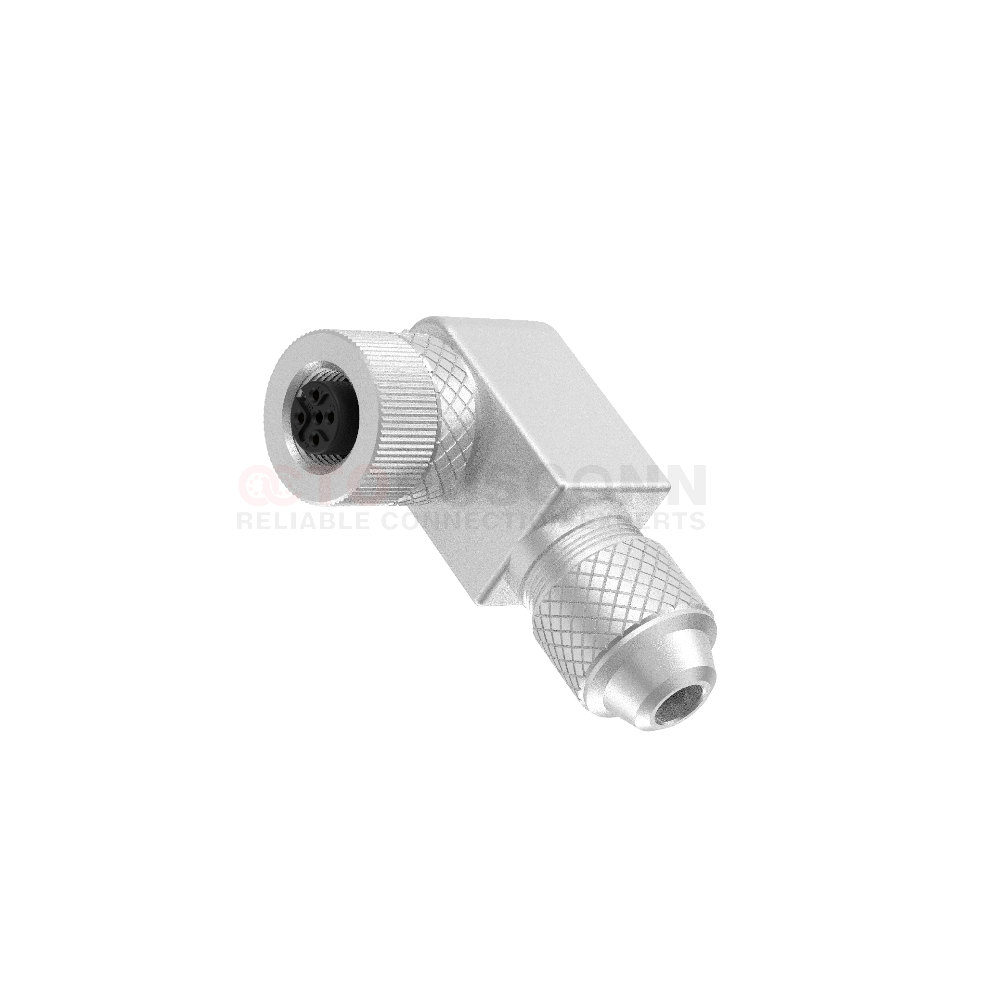 M12 A Coded Connectors Right Angle Metal Assembled 2-8PIN Female Screw type PG7