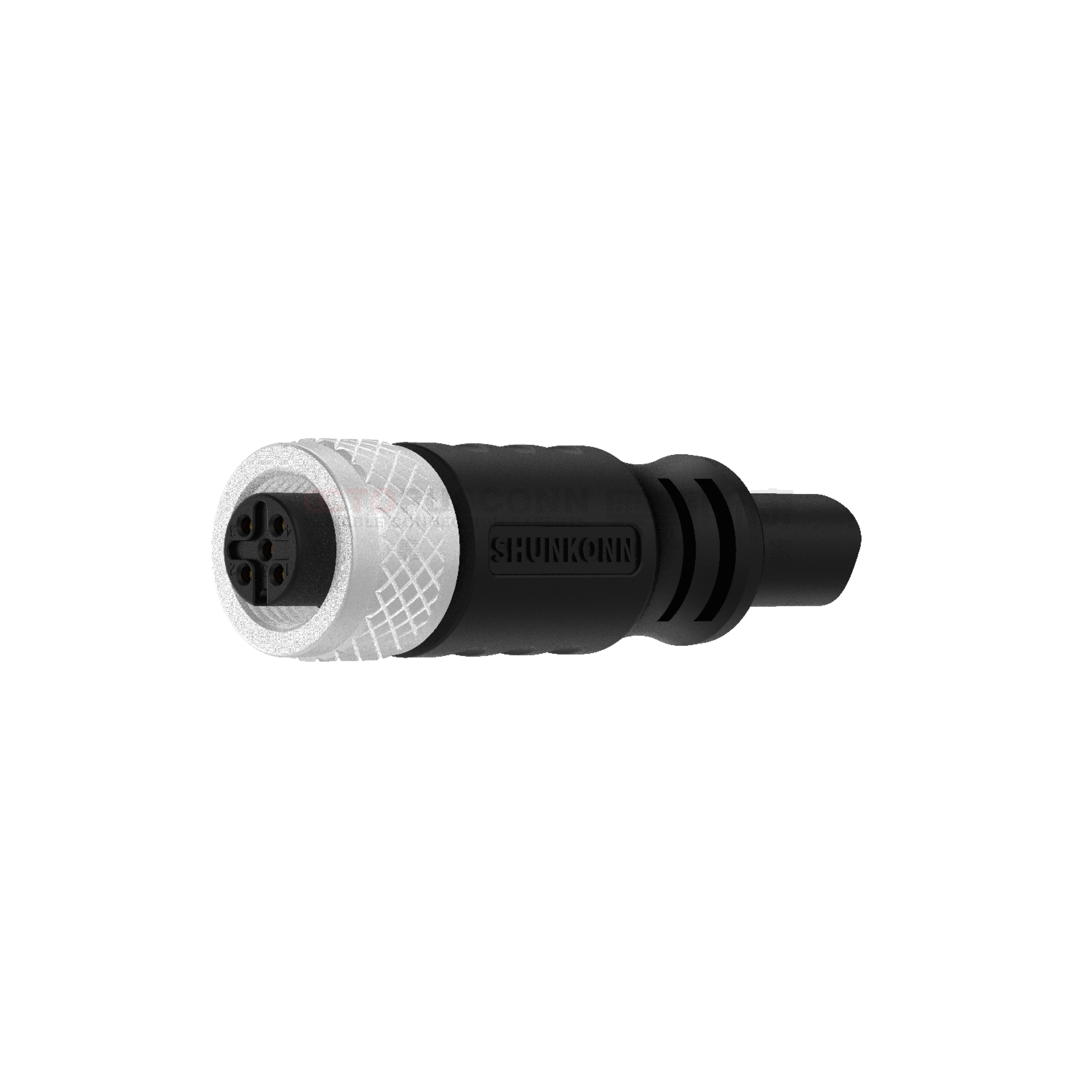 M12系列A编码连接线直立包胶成型式2-17PIN母头焊线