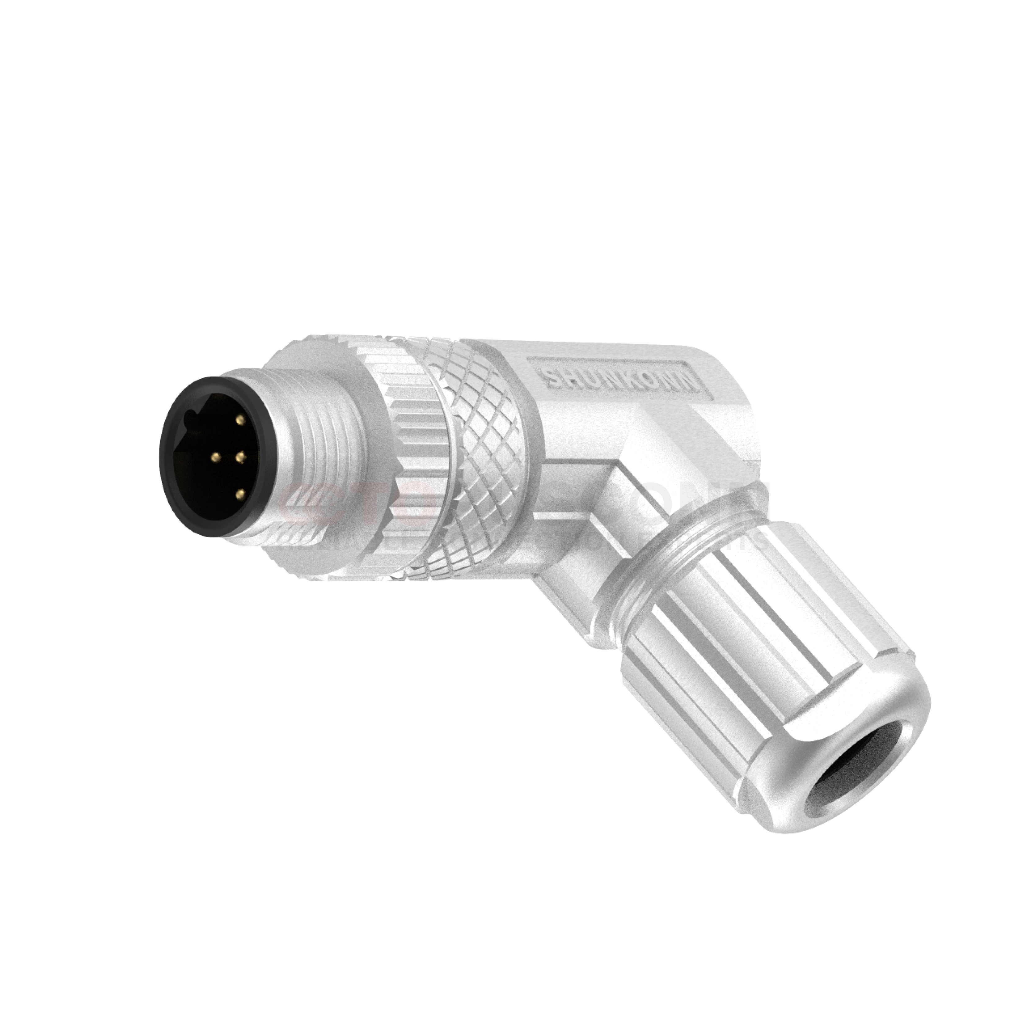 M12 B Coded Connectors Right Angle Metal Assembled 3-5PIN Male Solder Type