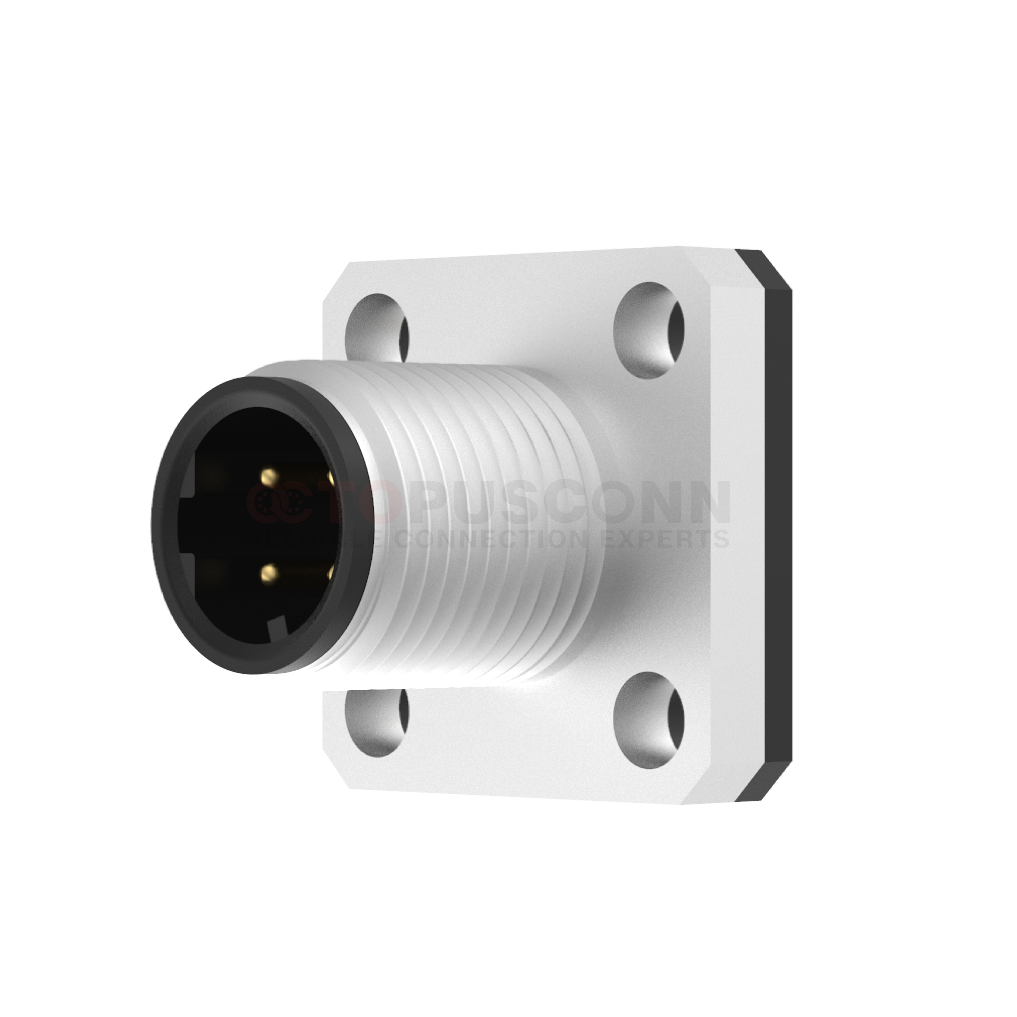 M12 D Coded Connectors Square Flange 4PIN Male Solder Type 14*14