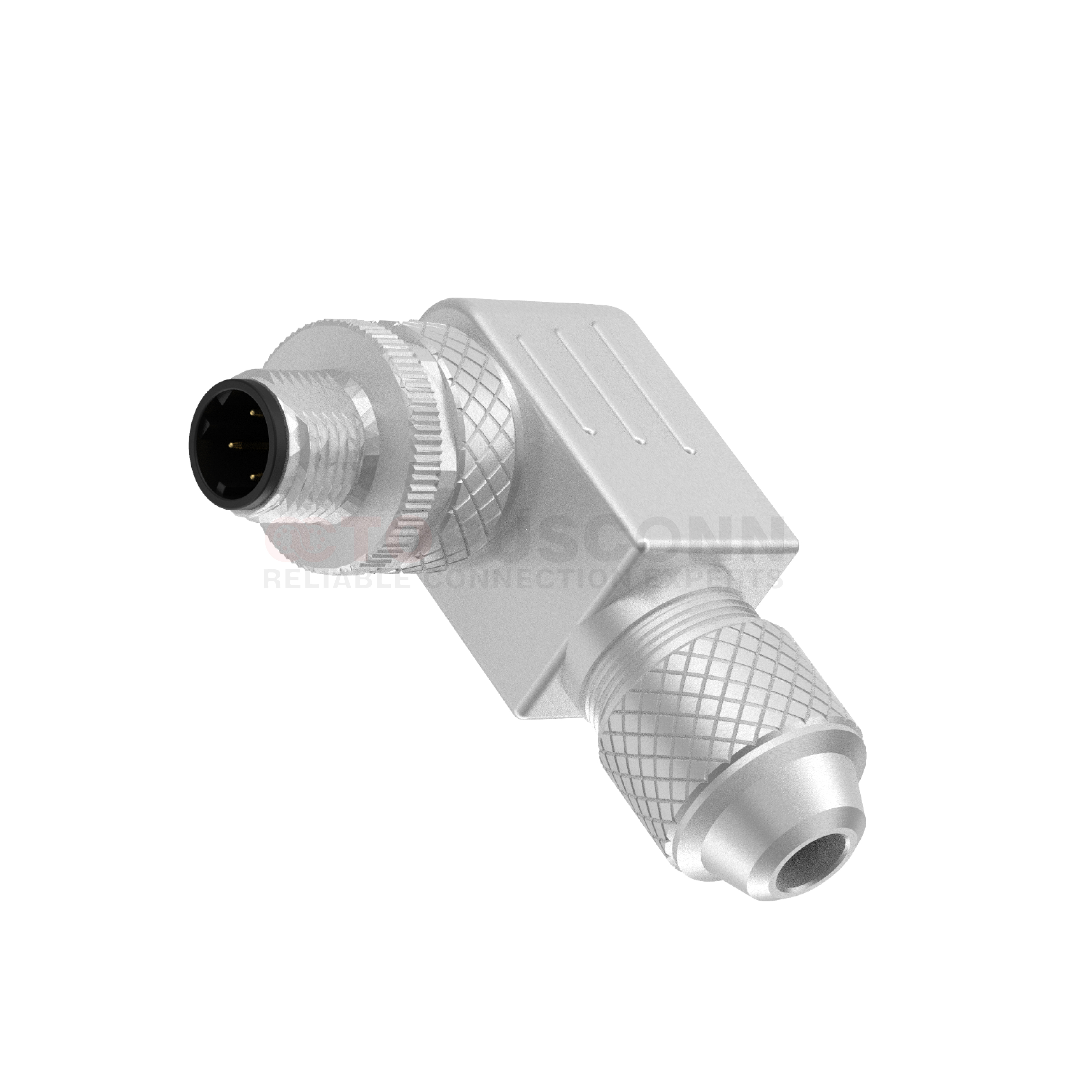 M12 D Coded Connectors Right Angle Metal Assembled 4PIN Male Screw type PG7