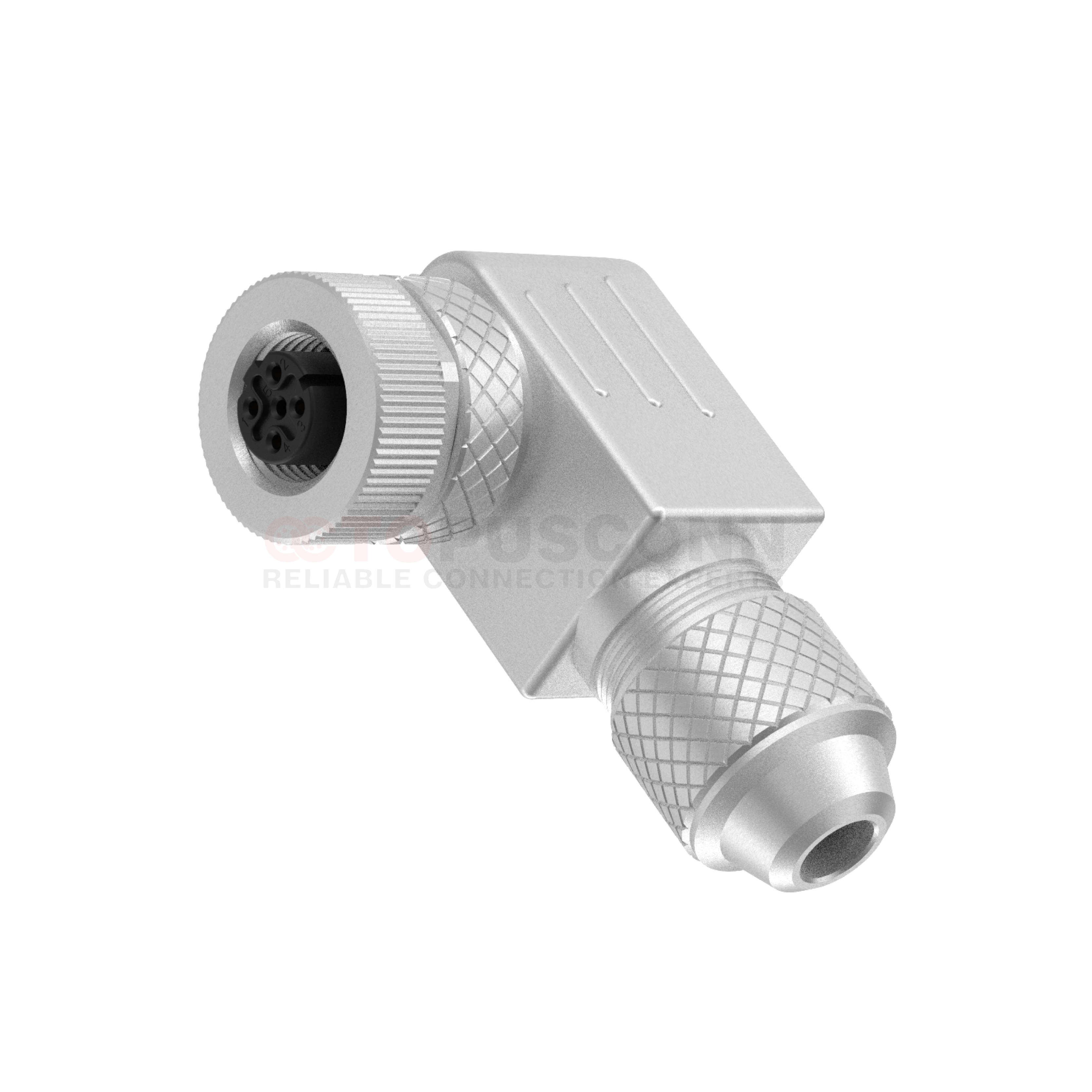 M12 D Coded Connectors Right Angle Metal Assembled 4PIN Female Screw type PG7