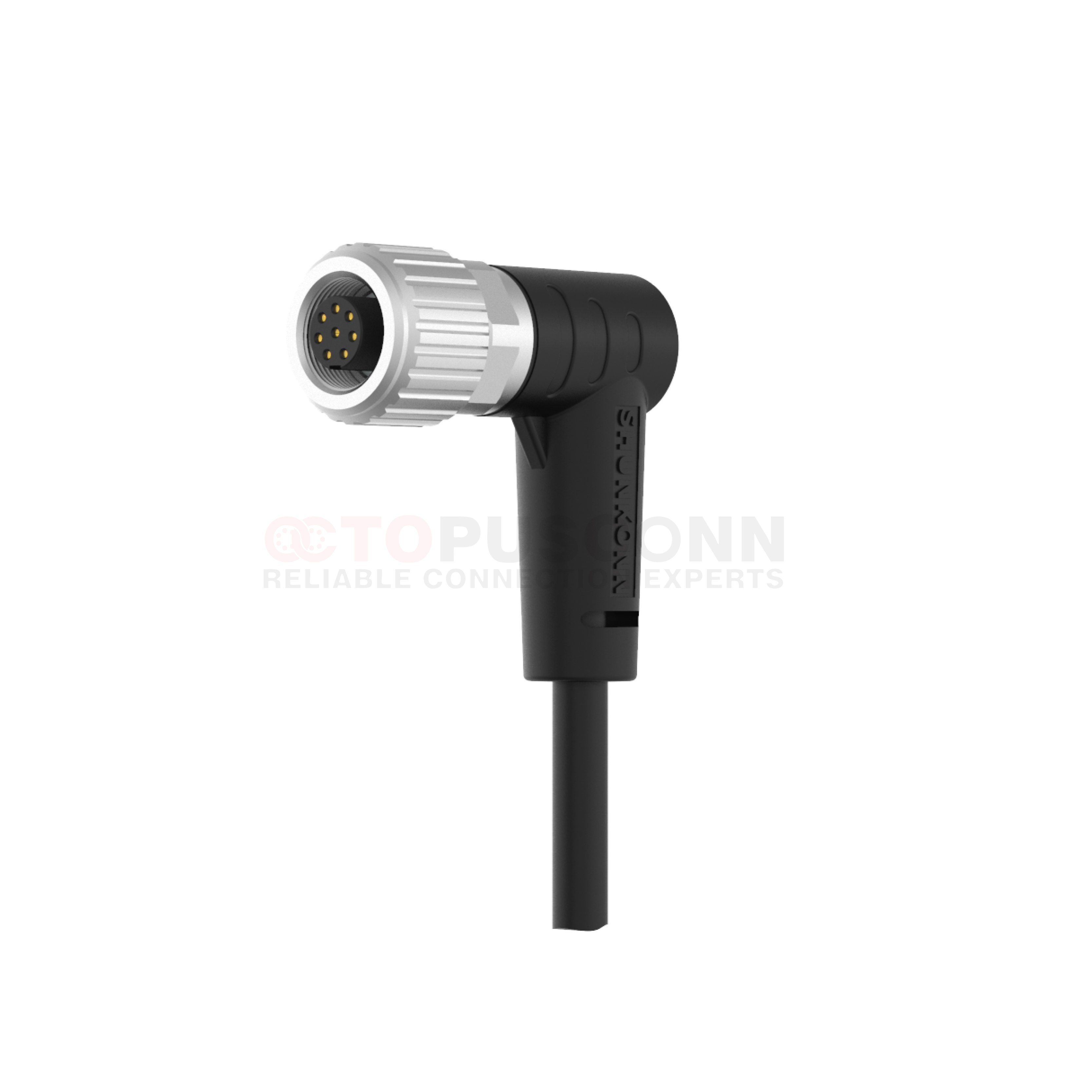 M9系列A编码连接线弯脚90°包胶成型式2-8PIN母头焊线